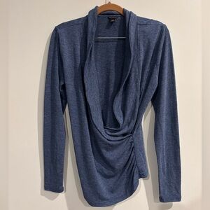 Ann Taylor Blue Drape Neck Top
